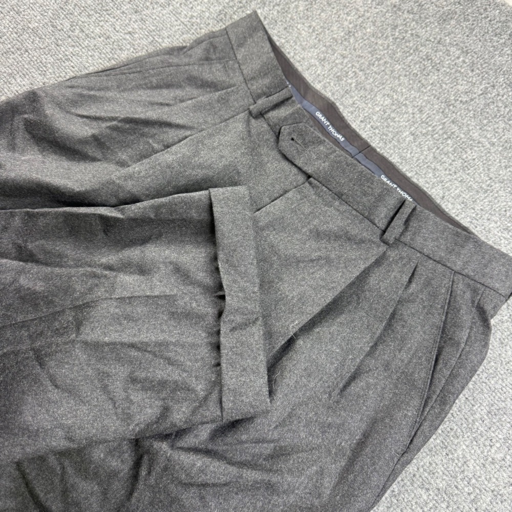 Grant Thomas Dress Pants 32x30 (29) Gray Wool Pleated Cuffed Made in Italy Men's